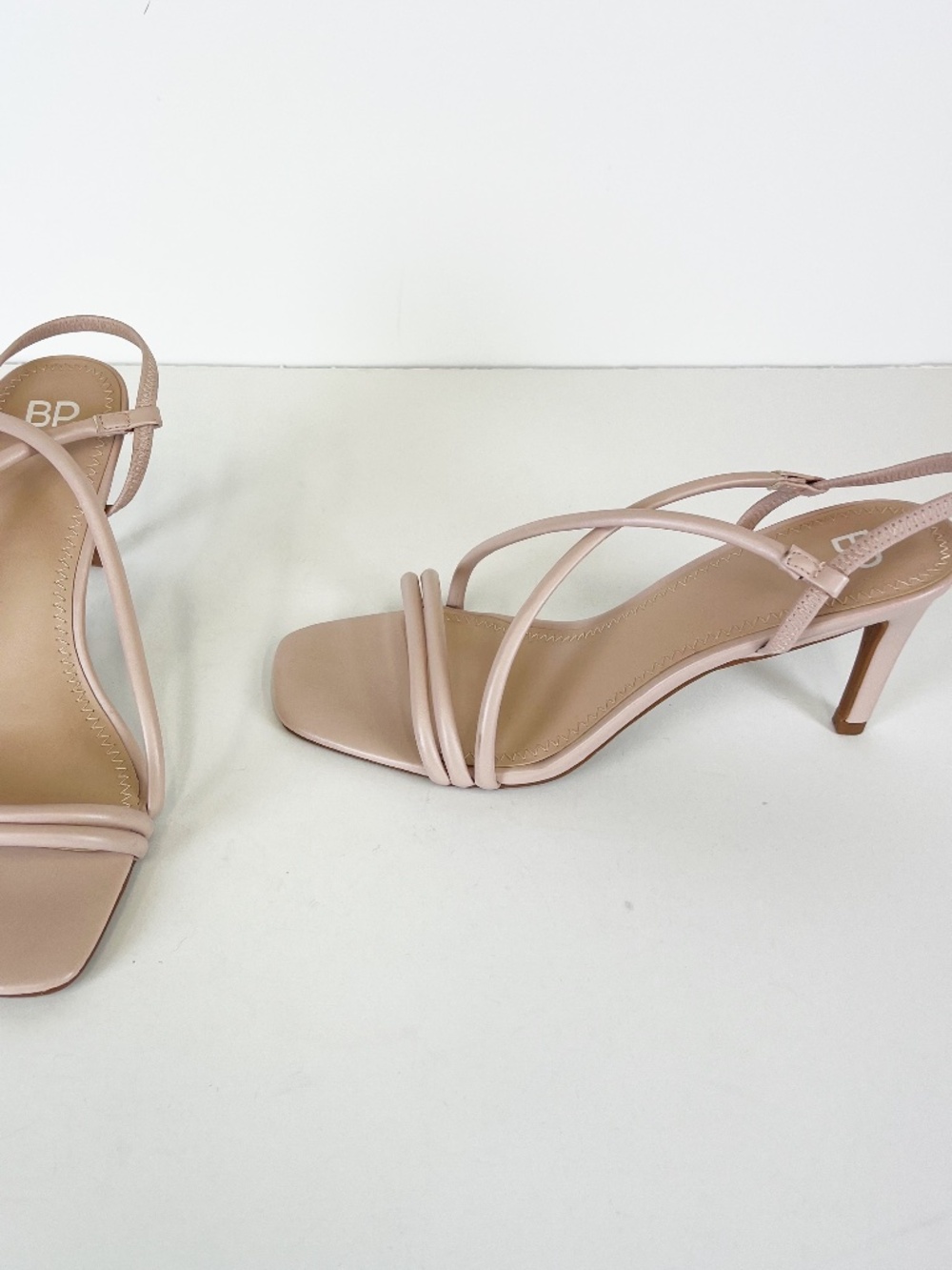 NEW BP Faux Vegan Leather Strappy Open Toe Sandals High Heels Shoes Neutral 9.5